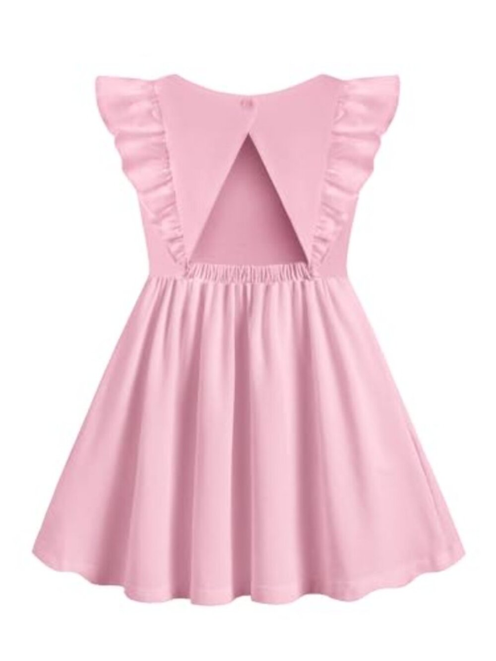 Toddler Girls Cotton Blend Ruffle Sleeve Backless Dress with Pockets